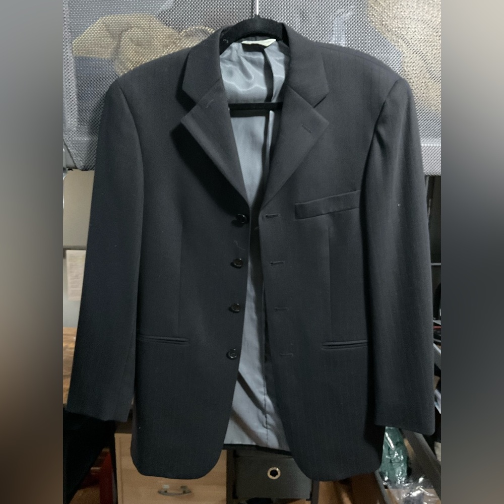 WILKE-RODRIGUEZ Moores Black Striped Suit Jacket 38S